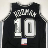 Autographed/Signed DENNIS RODMAN San Antonio Black Basketball Jersey PSA/DNA COA