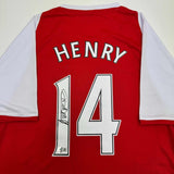 Autographed/Signed Thierry Henry Arsenal Red Soccer Jersey Beckett BAS COA