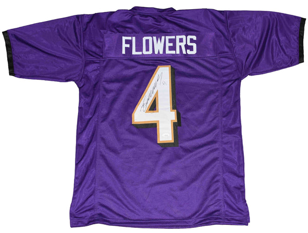 ZAY FLOWERS SIGNED AUTOGRAPHED BALTIMORE RAVENS #4 PURPLE JERSEY JSA