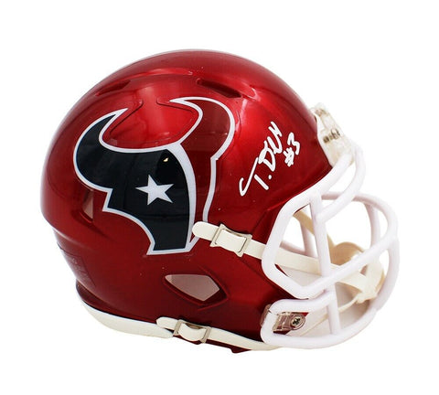 Tank Dell Signed Houston Texans Speed Flash NFL Mini Helmet