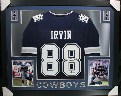 MICHAEL IRVIN (Cowboys blue SKYLINE) Signed Autographed Framed Jersey Beckett