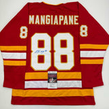 Autographed/Signed Andrew Mangiapane Calgary Red Hockey Jersey JSA COA