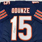 Autographed/Signed Rome Odunze Chicago Blue Football Jersey JSA COA