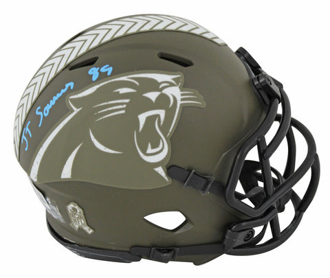 Panthers Ja'Tavion Sanders Signed Salute To Service Speed Mini Helmet BAS Wit