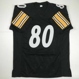 Autographed/Signed PLAXICO BURRESS Pittsburgh Black Football Jersey JSA COA Auto