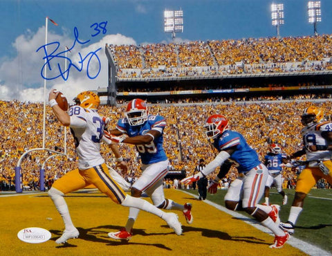 Brad Wing Autographed LSU Tigers 8x10 TD Run Photo- JSA Witnessed Auth