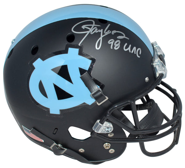 LAWRENCE TAYLOR SIGNED NORTH CAROLINA TAR HEELS BLACK FULL SIZE HELMET JSA