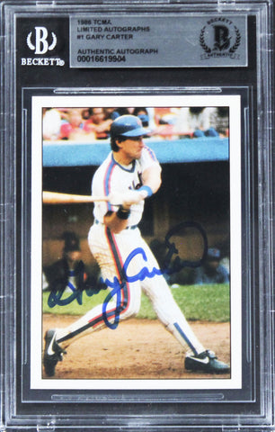 Mets Gary Carter Authentic Signed 1986 TCMA Limited Autographs #1 Card BAS Slab