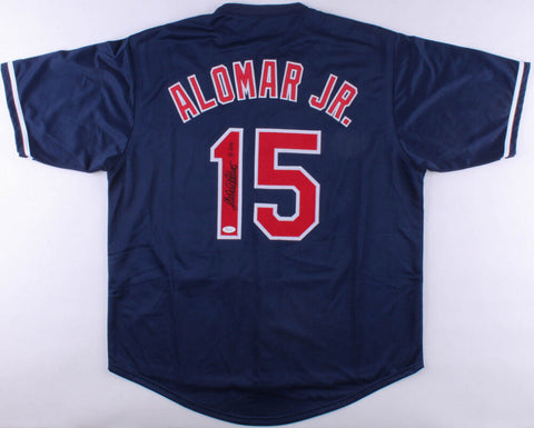 Sandy Alomar Jr. Signed Indians "Sandy" Blue Jersey Inscribed "90 ROY"(JSA COA)