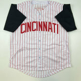 Autographed/Signed Adam Dunn Cincinnati Pinstripe Baseball Jersey JSA COA Auto