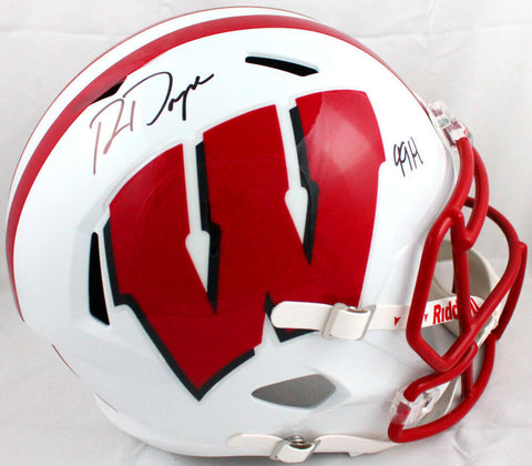 Ron Dayne Autographed Wisconsin Badgers F/S Speed Helmet W/99H-Prova *Black