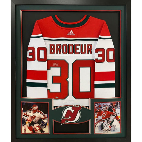 Martin Brodeur Autographed Signed Framed Green NJ Devils Jersey FANATICS