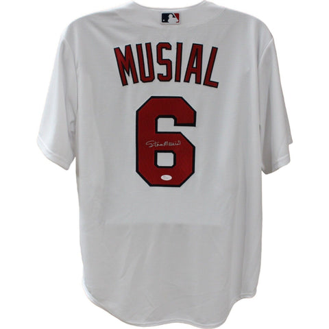 Stan Musial Signed St. Louis Cardinals White Majestic Jersey JSA 44646