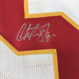 Framed Autographed/Signed Christian Okoye 35x39 Kansas City White Jersey PSA COA