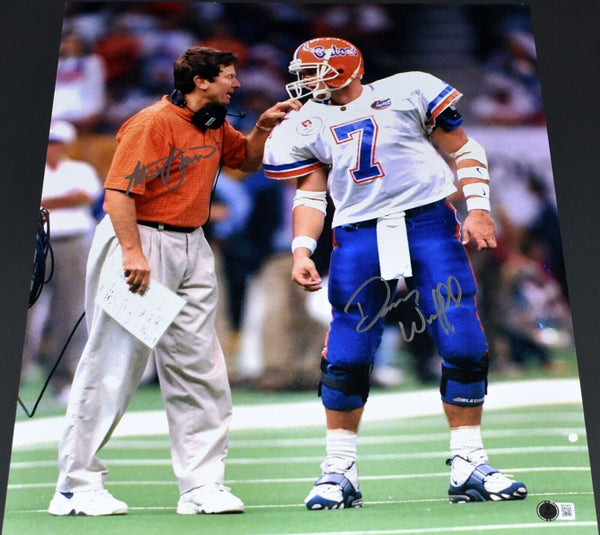 STEVE SPURRIER & DANNY WUERFFEL SIGNED FLORIDA GATORS 16x20 PHOTO BECKETT