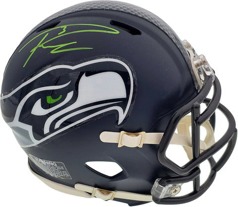 RUSSELL WILSON AUTOGRAPHED SEAHAWKS SPEED MINI HELMET IN GREEN RW HOLO 179111