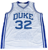 CHRISTIAN LAETTNER SIGNED DUKE BLUE DEVILS #32 WHITE STAT JERSEY JSA