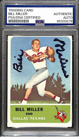 Bill Miller Signed/Autographed 1962 Fleer #28 Dallas Texans PSA/DNA 190920