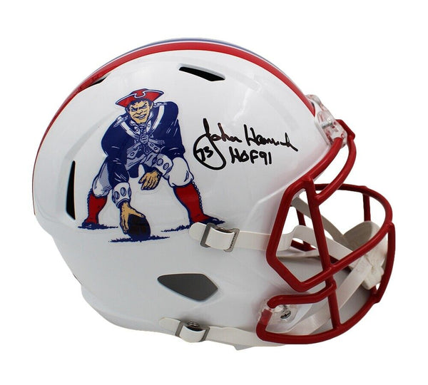 John Hannah Signed New England Patriots Speed Full Size 1990-92 NFL Helmet