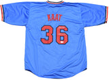 JIM KAAT SIGNED AUTOGRAPHED MINNESOTA TWINS #36 BLUE JERSEY W/ HOF 2022