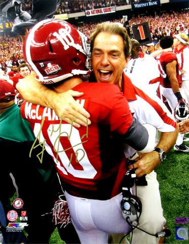 AJ McCarron Signed Alabama Crimson Tide Unframed 8x10 NCAA Photo - with Saban