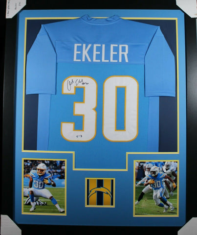 AUSTIN EKELER (Chargers light blue TOWER) Signed Autographed Framed Jersey JSA