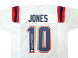 NEW ENGLAND PATRIOTS MAC JONES AUTOGRAPHED WHITE JERSEY BECKETT WITNESS 214797