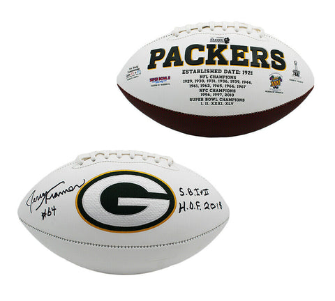 Jerry Kramer Signed Green Bay Packers Embroidered NFL Football w- 2 Insc