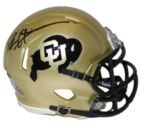 Deion Sanders Signed Colorado Buffaloes Gold Mini Helmet Beckett 39626