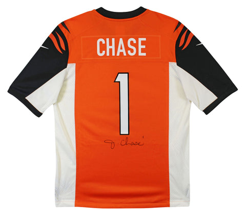 Bengals Ja'Marr Chase Signed Orange Throwback Nike Game Jersey BAS Witnessed