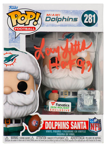 Larry Little Signed Dolphins SANTA Funko Pop Doll #281 w/HOF'93 (SCHWARTZ COA)