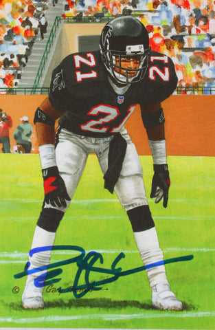 Deion Sanders Autographed Atlanta Falcons Goal Line Art Card - Beckett W Holo