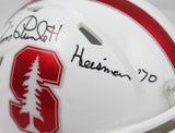 Jim Plunkett Autographed Stanford Speed Mini Helmet W/Heisman 1970-BeckettW Holo