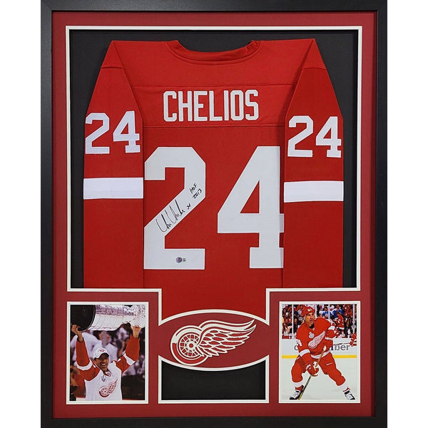 Chris Chelios Autographed Signed Framed Detroit Red Wings Jersey BECKETT