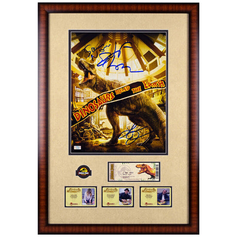 Sam Neill Jeff Goldblum Laura Dern Autographed Jurassic Park 11x14 Photo Display