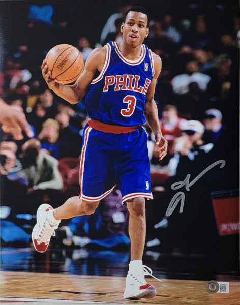 Allen Iverson Autographed Philadelphia 76ers 11x14 Photo Beckett Witnessed