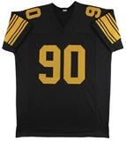 T.J. Watt Signed Black Color Rush Pro Style Jersey w/ Yellow #'s BAS Witnessed