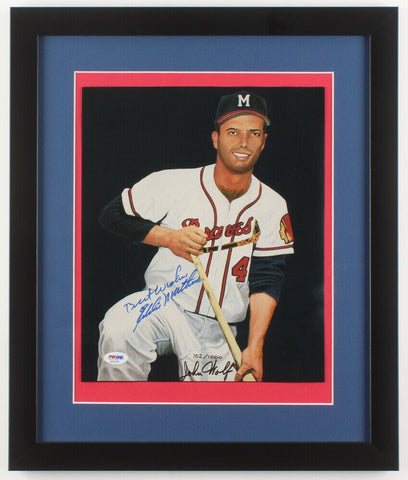 Eddie Mathews Signed LE Milwaukee Braves 16x19 Framed Print "Best Wishes" (PSA)