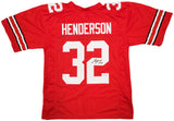 OHIO STATE BUCKEYES TREVEYON HENDERSON AUTOGRAPHED RED JERSEY BECKETT QR 203905