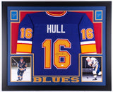 Brett Hull Signed St. Louis Blues 35"x43" Framed Jersey (JSA) 741 NHL Goals