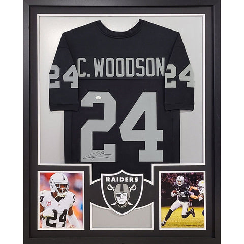 Charles Woodson Autographed Signed Framed Raiders Jersey JSA