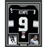 Framed Autographed/Signed Adrian Kempe 35x39 Los Angeles LA Black Jersey JSA COA