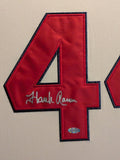 SUEDE FRAMED ATLANTA BRAVES HANK AARON AUTOGRAPHED JERSEY STEINER SPORTS HOLO