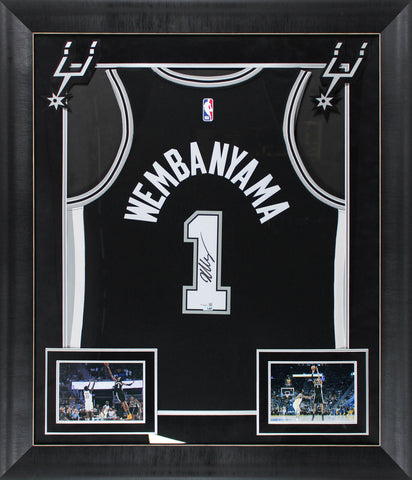 Spurs Victor Wembanyama Signed Black Nike Icon Edition Framed Jersey Fanatics