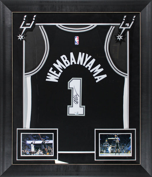 Spurs Victor Wembanyama Signed Black Nike Icon Edition Framed Jersey Fanatics