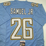 Autographed/Signed ASANTE SAMUEL JR. Los Angeles Powder Blue Jersey JSA COA Auto