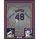 FRAMED Autographed/Signed JACOB DEGROM 33x42 New York Grey Jersey JSA COA Auto