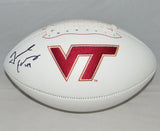 TREMAINE EDMUNDS AUTOGRAPHED SIGNED VIRGINIA TECH HOKIES WHITE LOGO FOOTBALL JSA