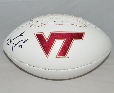 TREMAINE EDMUNDS AUTOGRAPHED SIGNED VIRGINIA TECH HOKIES WHITE LOGO FOOTBALL JSA