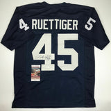 Autographed/Signed RUDY RUETTIGER Notre Dame Irish Blue Football Jersey JSA COA